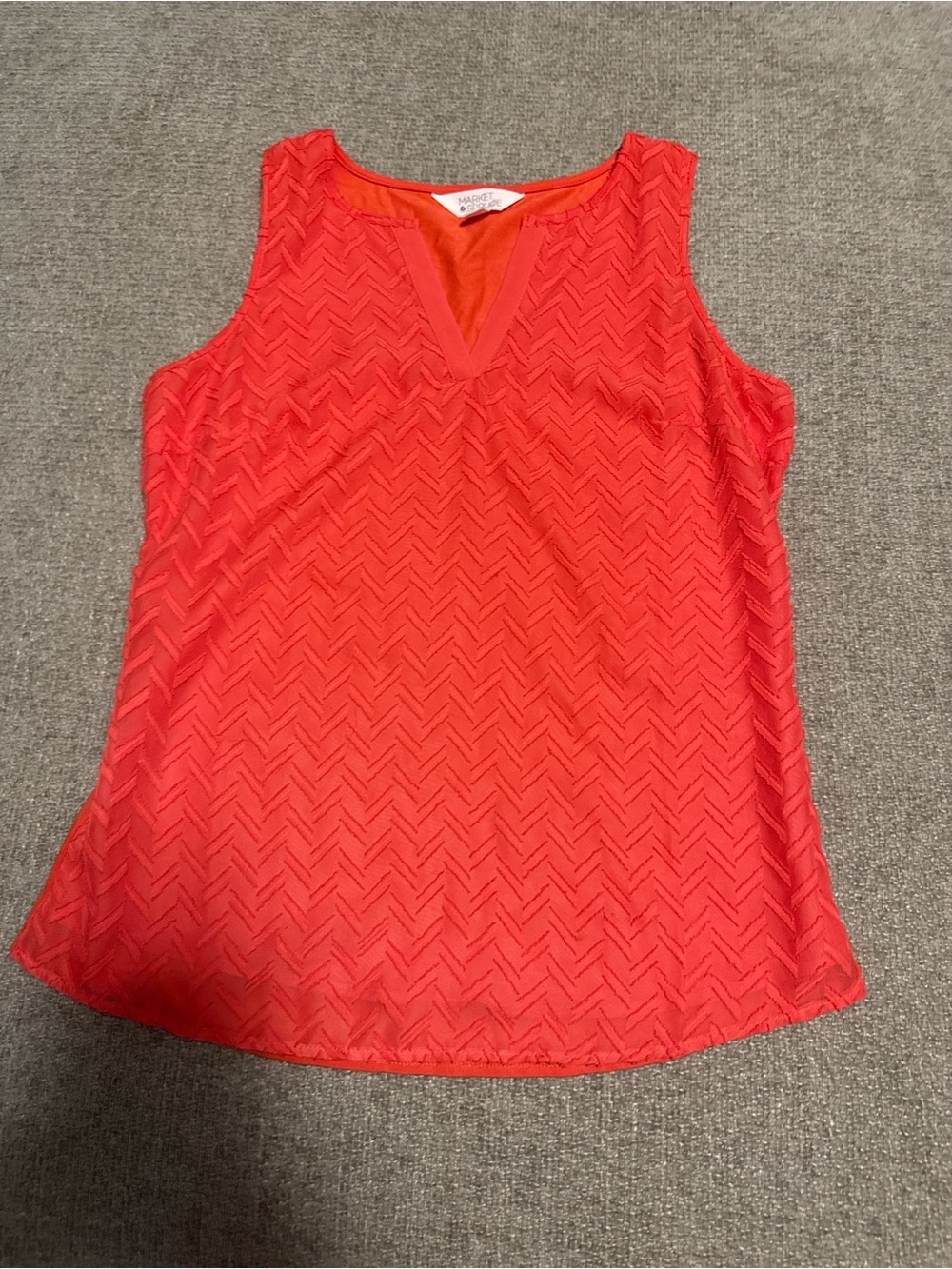 Market & Spruce Coral Chevron Textured Sleeveless Blouse Size Small